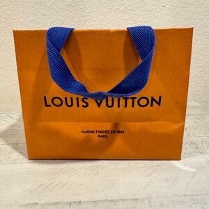 LV Bold Orange Bag with Blue Handles